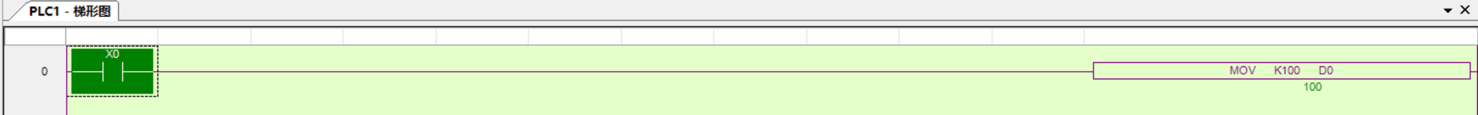 向D0内写入16位的十进制数100